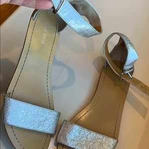 9 WEST silver sandals